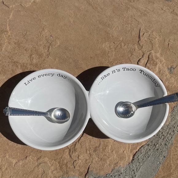 MUD PIE Double Salsa Server Set “Live Every Day…like it’s Taco Tuesday” - Picture 4 of 12